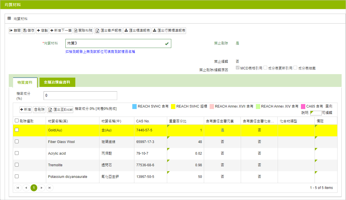 成分表-物質資料