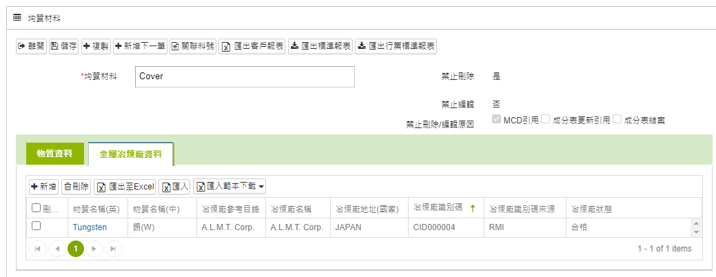 成分表金屬冶煉廠